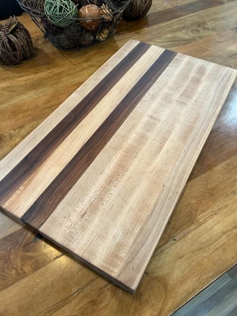 2 Stripe Cutting Board - Maple with Black Walnut